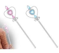 KAPSING Varita Mágica, 2 Varitas Mágicas de Princesa con Purpurina, Varitas de Hadas Rosas y Varitas de Hadas con Estrella Azul, para Cumpleaños, Bodas, Juegos de rol