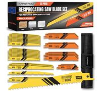 KapStrom Juego de hojas de sierra alternativa, 32 hojas de sierra de repuesto resistentes con estuche de almacenamiento, sierras sable HCS y bimetálicas para madera, metal y plástico