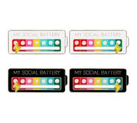 Kapunitzio 4 pines de batería social, pin deslizante de batería social, divertidos broches interactivos para solapa, pines esmaltados para el estado de ánimo 7 días a la semana para mochilas