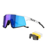 KAPVOE Gafas de Ciclismo 4 Lentes UV400 TR90 Hombre Mujer K9022 | 4 lentes: PC roja día, negra polarizada, transparente noche, amarilla poca luz; UV400, aprox. 34g TR90