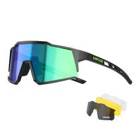 KAPVOE Gafas de Ciclismo 4 Lentes UV400 TR90 Hombre Mujer K9022 | 4 lentes: PC roja día, negra polarizada, transparente noche, amarilla poca luz; UV400, aprox. 34g TR90