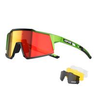 KAPVOE Gafas de Ciclismo 4 Lentes UV400 TR90 Hombre Mujer K9022 | 4 lentes: PC roja día, negra polarizada, transparente noche, amarilla poca luz; UV400, aprox. 34g TR90