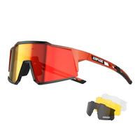 KAPVOE Gafas de Ciclismo 4 Lentes UV400 TR90 Hombre Mujer K9022 | 4 lentes: PC roja día, negra polarizada, transparente noche, amarilla poca luz; UV400, aprox. 34g TR90