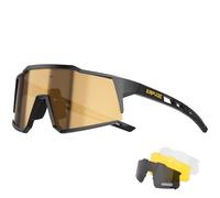 KAPVOE Gafas de Ciclismo 4 Lentes UV400 TR90 Hombre Mujer K9022 | 4 lentes: PC roja día, negra polarizada, transparente noche, amarilla poca luz; UV400, aprox. 34g TR90