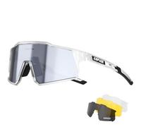 KAPVOE Gafas de Ciclismo 4 Lentes UV400 TR90 Hombre Mujer K9022 | 4 lentes: PC roja día, negra polarizada, transparente noche, amarilla poca luz; UV400, aprox. 34g TR90