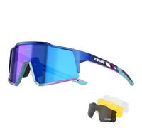 KAPVOE Gafas de Ciclismo 4 Lentes UV400 TR90 Hombre Mujer K9022 | 4 lentes: PC roja día, negra polarizada, transparente noche, amarilla poca luz; UV400, aprox. 34g TR90