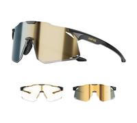 KAPVOE Gafas de Ciclismo Fotocromáticas Hombre Gafas de Sol Deportivas Mujer Transparente Gafas MTB Protección UV400 Gafas Bicicleta Montaña con TR90 Marco Gafas BTT Bici Ciclista Running Dorado