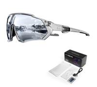 KAPVOE Polarizadas Gafas Ciclismo Protección UV400 TR90 Deportivas Mujer Hombre MTB BTT Bicicleta Running Bici Correr Voleibol Tenis Conducir Pesca Golf Deporte Lentes Montana 60 transparente plateada