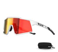 KAPVOE Polarizadas Gafas Ciclismo Protección UV400 TR90 Deportivas Mujer Hombre MTB BTT Bicicleta Running Bici Correr Voleibol Tenis Conducir Pesca Golf Deporte Lentes Mon Rojo Blanco 14