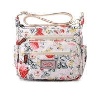 KAQNTUD Bolso bandolera de gran capacidad para mujer, con estampado de flores, bolso de compras, bolso de mensajero moderno para uso diario, Fresas blancas, Talla única