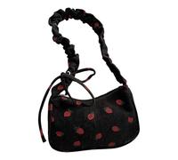 KAQNTUD Bolso bandolera de pana fruncida para mujer y Trendsetters de moda con diseño de fresa, Black, Talla única
