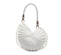 KAQNTUD Bolso de hombro para mujer, elegante, tejido a mano, bolso de mano con asa superior, bolsa de mensajero, bolsa de conchas marinas, White, Talla única