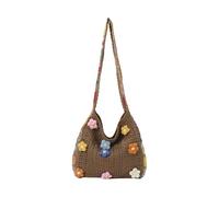 KAQNTUD Bolso de mano de ganchillo, bolsa de playa de malla de punto, para verano, vacaciones, bolso de hombro para mujer, bolso cruzado de moda, Khaki, Talla única