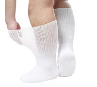 KAQNTUD Calcetines anchos extra para linfedema bariátrico diabético hasta la rodilla para edema hinchado, pies fundidos, botas de andador, calcetines anchos bariátricos, Pluma dispensadora blanca
