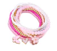 KAQNTUD Dije elástico ajustable con diseño de mariposa de corazón floral para joyería de capas, colgante de mariposa con forma de corazón, talla única, como se describe