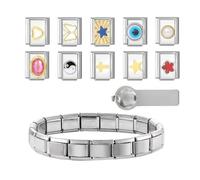 KAQNTUD Pulsera italiana de acero inoxidable de 9 mm para mujeres, hombres, niños y niñas, diseños modulares, As show