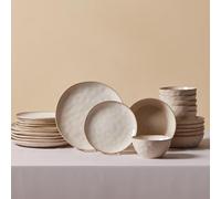 Karaca Aria - Juego de vajilla de cerámica de 24 piezas, juego de platos y cuencos para 6 personas, vajilla de esmalte reactivo con platos laterales y llanos, cuencos para pasta/cereal/sopa (beige)