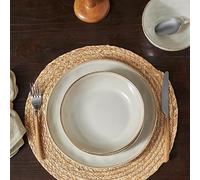 Karaca Aria Vajilla reactiva para 6 personas, 24 piezas, Beige, Servicio de cena, Singularidad en primer plano, Colores naturales, Material de alta calidad, Lavable y duradero