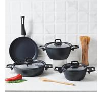 Karaca BioDiamond Juego de Batería de Cocina de Inducción con Mangos Antibacterianos, 7 Piezas, Negro, Excelente Distribución del Calor, Lavavajillas, Garantizado