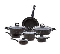 Karaca Biogranit Blackgold - Juego de utensilios de cocina de 12 piezas | Revestimiento antiadherente | Resistente a los arañazos | Saludable y respetuoso con el medio ambiente | Eficiencia energética