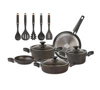 Karaca BlackGold - Juego de utensilios de cocina de biogranito con juego de utensilios de cocina, 13 piezas, 5 utensilios de cocina, olla y sartén, 5 utensilios, revestimiento antiadherente,