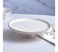KARACA Calvin Plato de servir con pie de 23 cm, de cerámica, perfecto para presentar y como decoración, plato de postre, plato de servir, diseño elegante y único, bandeja de servir