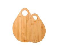 Karaca Damla - Juego de tablas de cortar de bambú, 2 piezas, madera, tabla de cortar con asa, práctica, fácil limpieza
