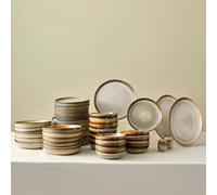 Karaca Earth Collection Earthy Reactive Glaze - Juego de vajilla de cerámica de 52 piezas con platos de cena y postre, cuencos, juegos de gres para 12 personas (multicolor)
