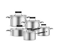 Karaca Eikki - Utensilios de cocina de acero inoxidable para inducción, 10 piezas, color plateado antracita, deliciosos platos, cocina sencilla, ayuda de cocina, comidas indispensables, indispensables
