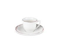 KARACA Elizabeth - Juego de tazas de té turco para 1 persona, juego de 2 tazas de té y platillo, juego de taza de té de cerámica, regalo pequeño para mujeres, ideal para servir bebidas calientes (180