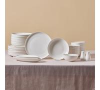 Karaca Forever Bone Allure -Vajillas Completas para 12 Personas Porcelana - Juego de Platos Vajilla Blanca 41 Piezas con Platos con Fuentes, Salero y Biberillo