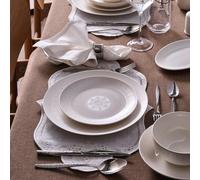 Karaca Forever Bone Artiste - Juego de vajilla de 53 piezas para 12 personas, plato llano, plato lateral, cuenco para pasta, cuenco para cereales, bandeja para servir, apto para lavavajillas, apto