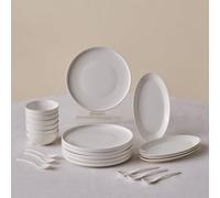 Karaca Forever Bone Fika - Vajilla de 22 piezas para 6 personas, elegante juego de desayuno de porcelana con platos, cuencos y platos