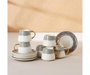 Karaca Globe Tazas de café turcas para 6 personas, Servicio de café de porcelana, Tazas de té, expresso, Latte Classic, Türk Kahve Fincanı, Café Turco