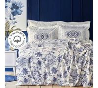 Karaca Home Amar Blue - Juego de Funda nórdica para Cama de Matrimonio, 100% algodón