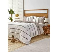 KARACA Home Dobby - Juego de funda de edredón tejida tamaño King, fundas de edredón marrones con cremallera y fundas de almohada, juego de ropa de cama tamaño King con algodón y viscosa, juego de cama
