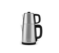 Karaca Homend Royal Tea 1728EU - Tetera turca eléctrica (1,8 L, con tetera y filtro de acero inoxidable, 2000 W, para té suelto, acero inoxidable), color negro