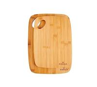 Karaca Karya - Juego de tablas de cortar de bambú, 2 piezas, tabla de cortar de madera con asa, práctica, fácil limpieza