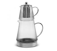 Karaca Keops - Juego de tetera de cristal de borosilicato con infusor de acero inoxidable, hervidor de 1,5 L y tetera de cristal de 0,45 L con filtro, tetera turca, caydanlik
