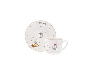 KARACA Le Petit Prince Design - Juego de 6 tazas de café y platillos de porcelana, multicolor, pequeñas tazas de café turco, tazas de espresso, capuchino, tazas de té, juego de 12 piezas, 80 ml