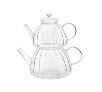 Karaca Lori Tetera de vidrio con infusor - Tetera turca transparente para hojas sueltas, té de hierbas para 9 tazas, tetera (1,2 L) y tapa con colador extraíble (0,6 L)