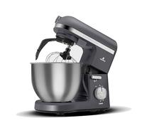 Karaca Mastermaid Chef Pro - Cocina de doble brazo (1500 W, color gris espacial, crema brillante, 1500 W, batidora de 5 L, procesador de alimentos, ajuste de velocidad, gancho para amasar, batir,