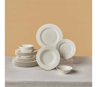 Karaca New Dome - Juego de vajilla para 6 personas, juego de platos de cocina moderno de 24 piezas, porcelana de hueso, apto para lavavajillas, juego de platos y cuencos blancos, duradero y elegante