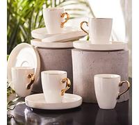 Karaca Pippo Espresso Coffee Service per 6 persone, 6 tazze da caffè e 6 piattini, robusta tazza da moka, tazze da caffè spesse, tazze da caffè espresso, porcellana