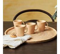Karaca Pisa Stoneware - Juego de 4 tazas de café turco para expreso, taza de café turco y platillo, 4 piezas, 4.23 onzas líquidas, color marrón