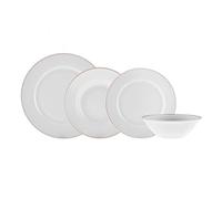 Karaca Rebeca Rose Gold - Vajilla de porcelana para 6 personas, 24 piezas, diseño único, redondo, vajilla de porcelana blanca, vajilla diaria y especial