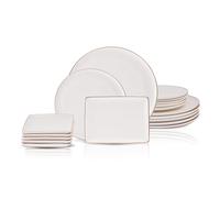 Karaca Santo Gold New Bone - Vajilla de 18 piezas para 6 personas, juego de vajilla de 18 piezas con platos y cuencos, porcelana china de hueso de nueva generación, juego de vajilla redonda y vajilla