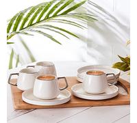 Karaca Saturn Platino Juego de 6 tazas de café de porcelana de 90 ml, para café, té, café expreso, leche, café turco