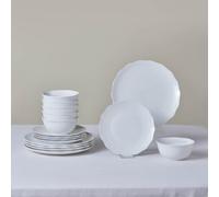 Karaca Scalloped - Juego de vajilla de porcelana para 6 personas, 18 piezas, vajilla duradera de porcelana, apta para lavavajillas, color blanco