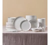 Karaca Streamline Favaro - Vajilla para 12 personas, color blanco, 53 piezas, juego de cuencos y platos, vajilla de porcelana de hueso, sopa, postre y platos planos